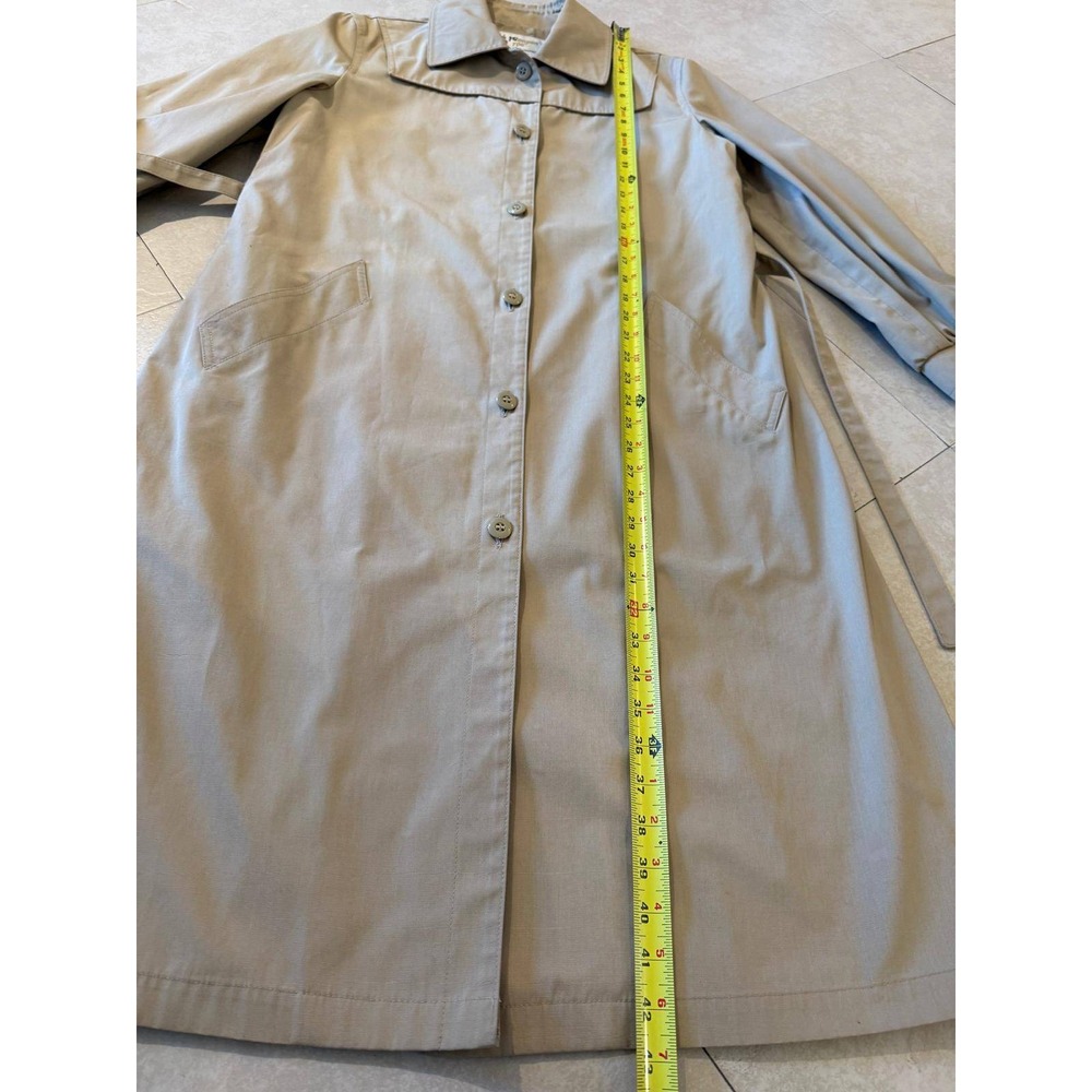 Vintage London Fog Maincoats Trench Coat Tan Beige Women's 12 Petite Belted - Picture 6 of 10
